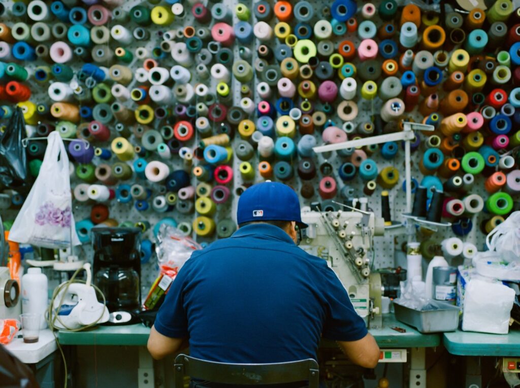Cut and sew apparel manufacturing team creating prototypes and final samples for small batch US sewing projects.